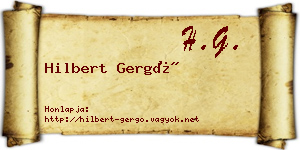 Hilbert Gergő névjegykártya